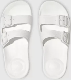 Fashion Iqushion Two Bar Buckle Slides Womens Women Sandals & Thongs
